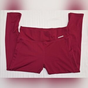 JGX Performance Women’s High-Waist Active Leggings Size XL Wine Red Stretch Pock